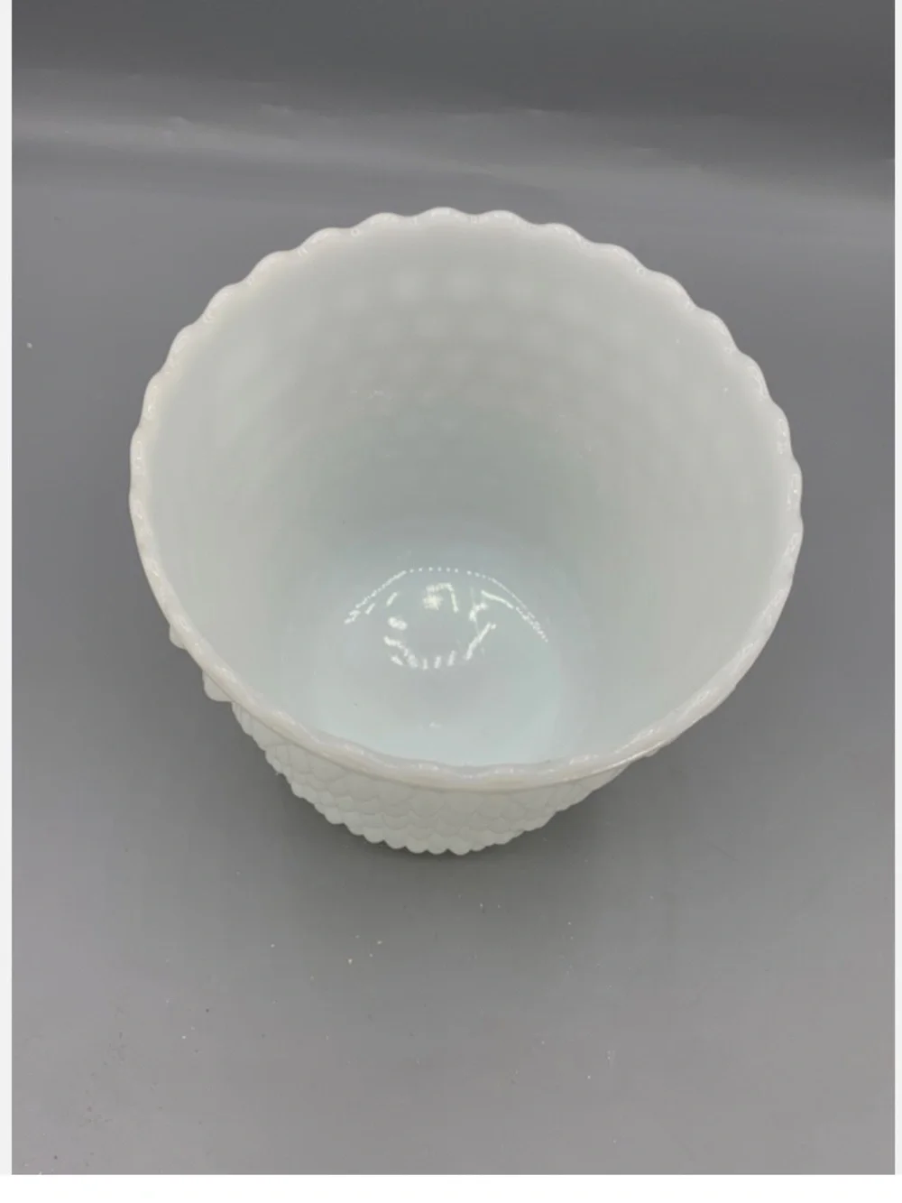 Vintage Milk Glass Planter or Vase with Hobnail pattern 5